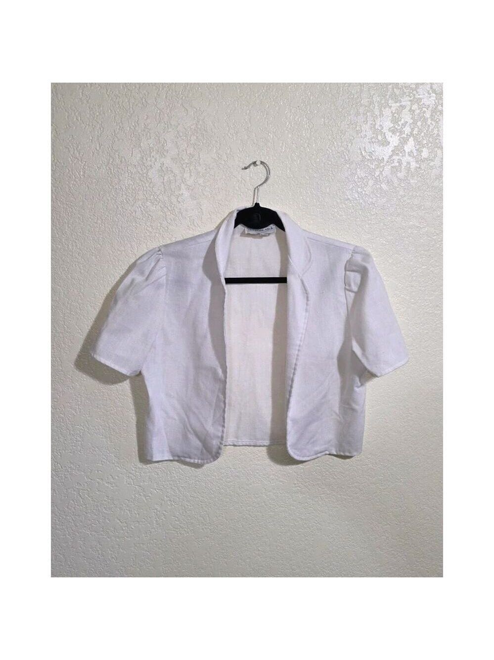 Cinnamon Stick California Vintage Women's White Crop Blazer Linen Blend Size 10